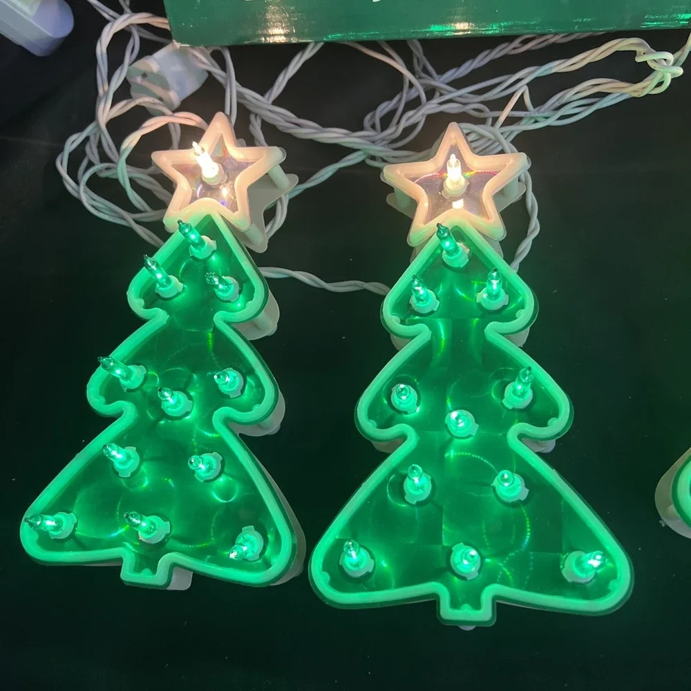 Vintage - 4- Lighted Holographic Christmas Tree String Lights - 8